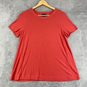 J Jill Shirt Womens Small Orange Pullover Knit Stretch Short Sleeve Top Casual